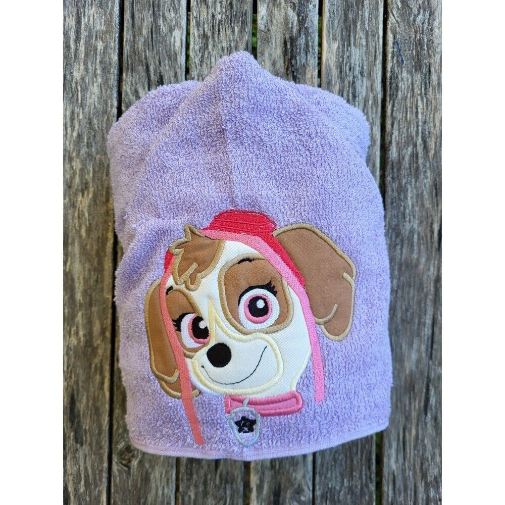Kids Paw Patrol Skye lavender purple pink embroidered hooded towel